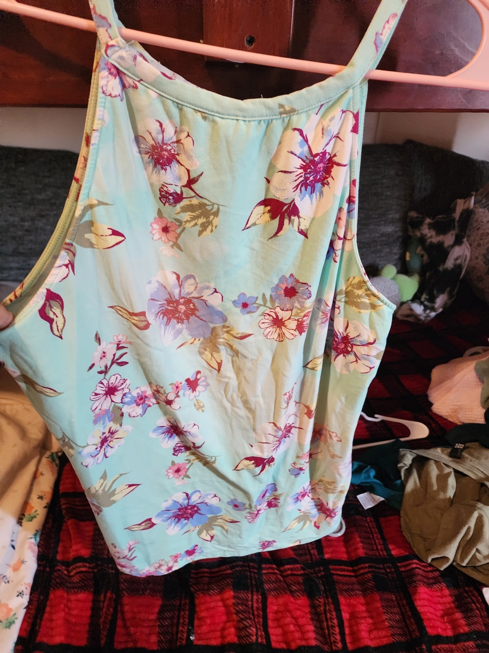 No Boundaries Mint Green Floral Racerback Tank